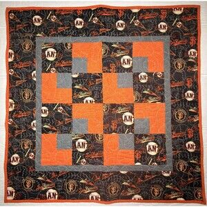 SF Giants Reversible Handmade Quilt Blanket 30x30 MLB Baseball Stitch Patchwork